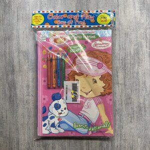 3 Strawberry Shortcake Colouring Books Scented Crayons Stickers Activities New